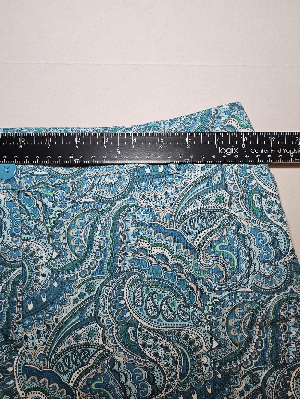 Talbots Womens Casual Pants Size 14 W Blue Paisley Cotton Cropped - Picture 3 of 10